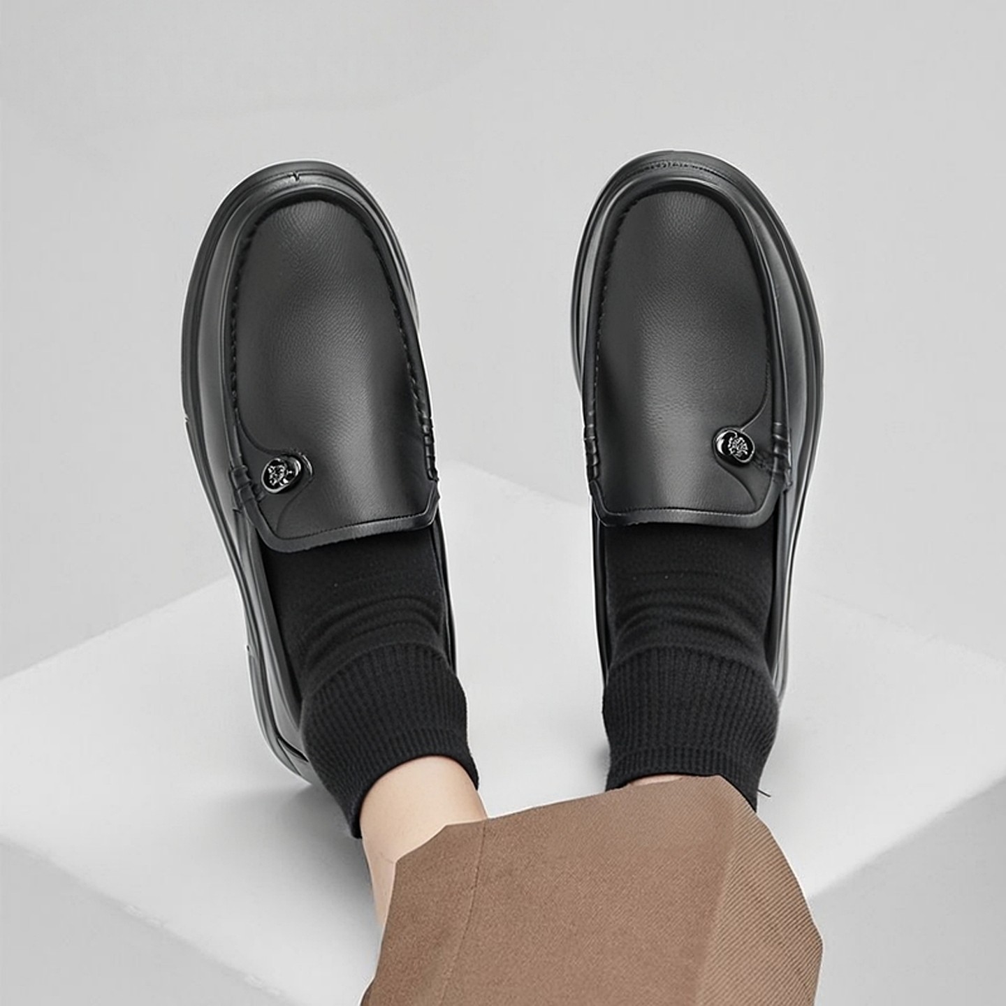 男单鞋男鞋一脚蹬真皮软底乐福鞋春季耐磨鞋子新款男士青年豆豆鞋,流行男鞋,乐福鞋（豆豆鞋）,淘宝优惠券,粉丝福利购,淘宝优惠卷