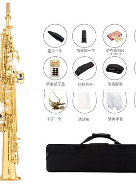 电泳金降B调双湾脖直管高音萨克斯风管乐器成人初学考级
