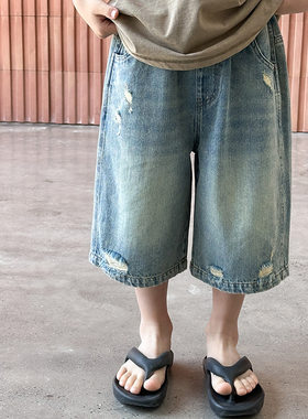 夏季男女童破洞牛仔短裤