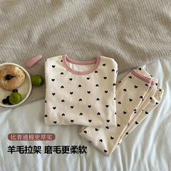 儿童纯棉睡衣套装A类羊毛拉架家居服秋冬新男女童秋衣秋裤两件套