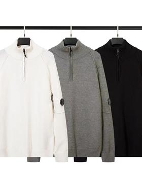 CP COMPA 秋冬装新款 微透镜片 套头立领半拉链针织羊毛衫跨境