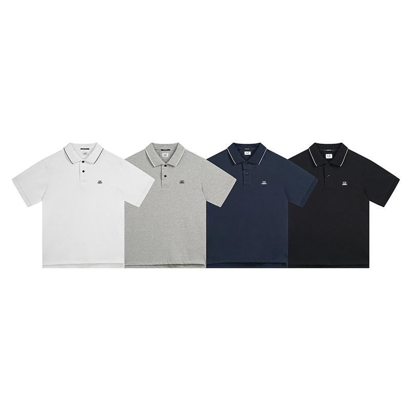 C.P欧美镜片翻领polo衫男款COMPANY 休闲运动上衣t恤男女同款短袖