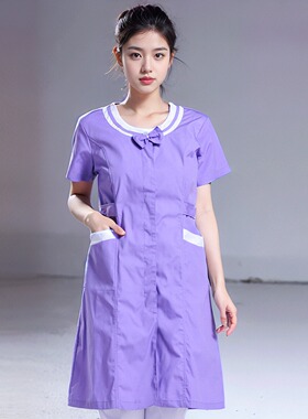 巧护士短袖护士服夏装圆领美容师服spa美容技师服导诊药店工作服