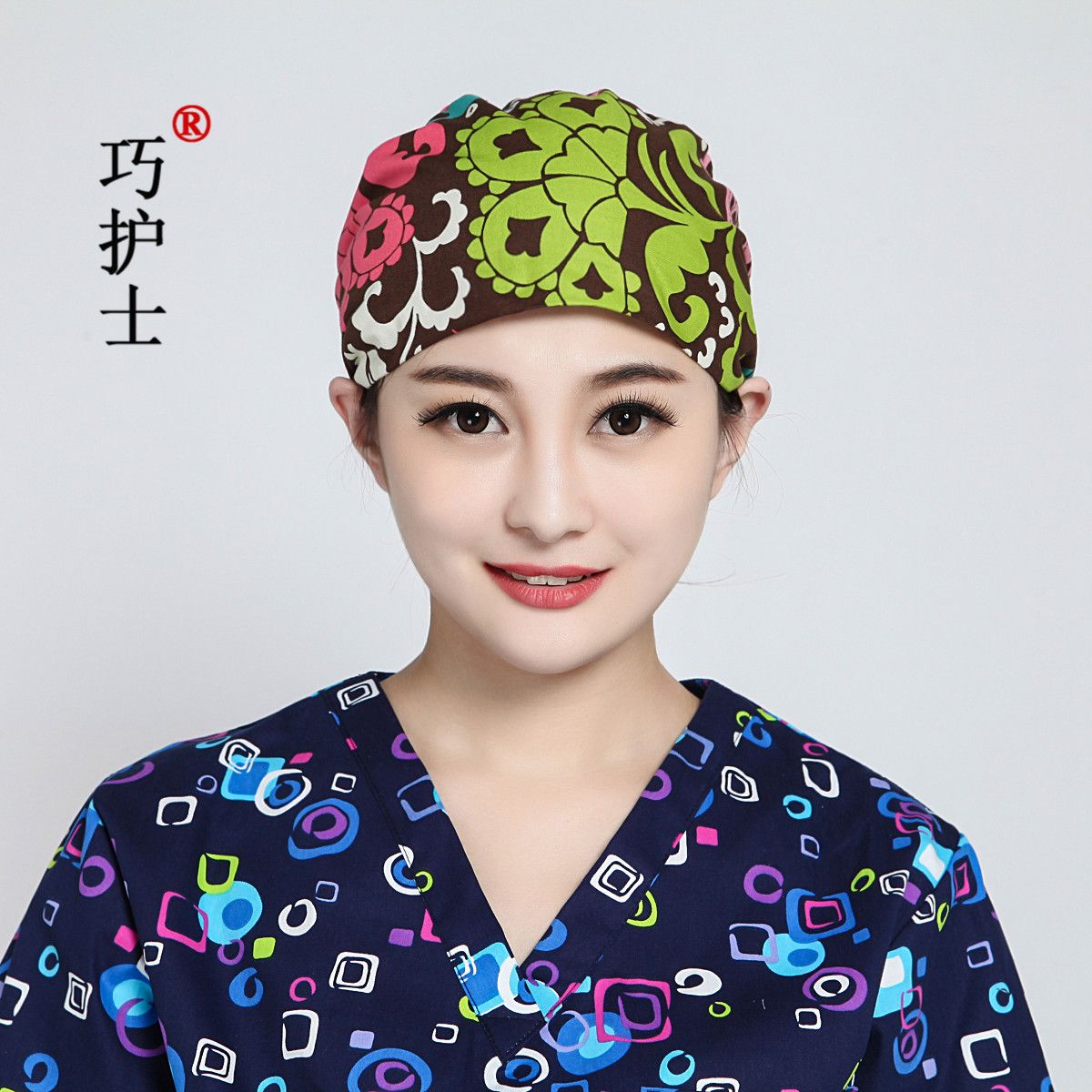 巧护士 全棉印花手术帽欧美牙科口腔诊所宠物医生美容师工作帽子