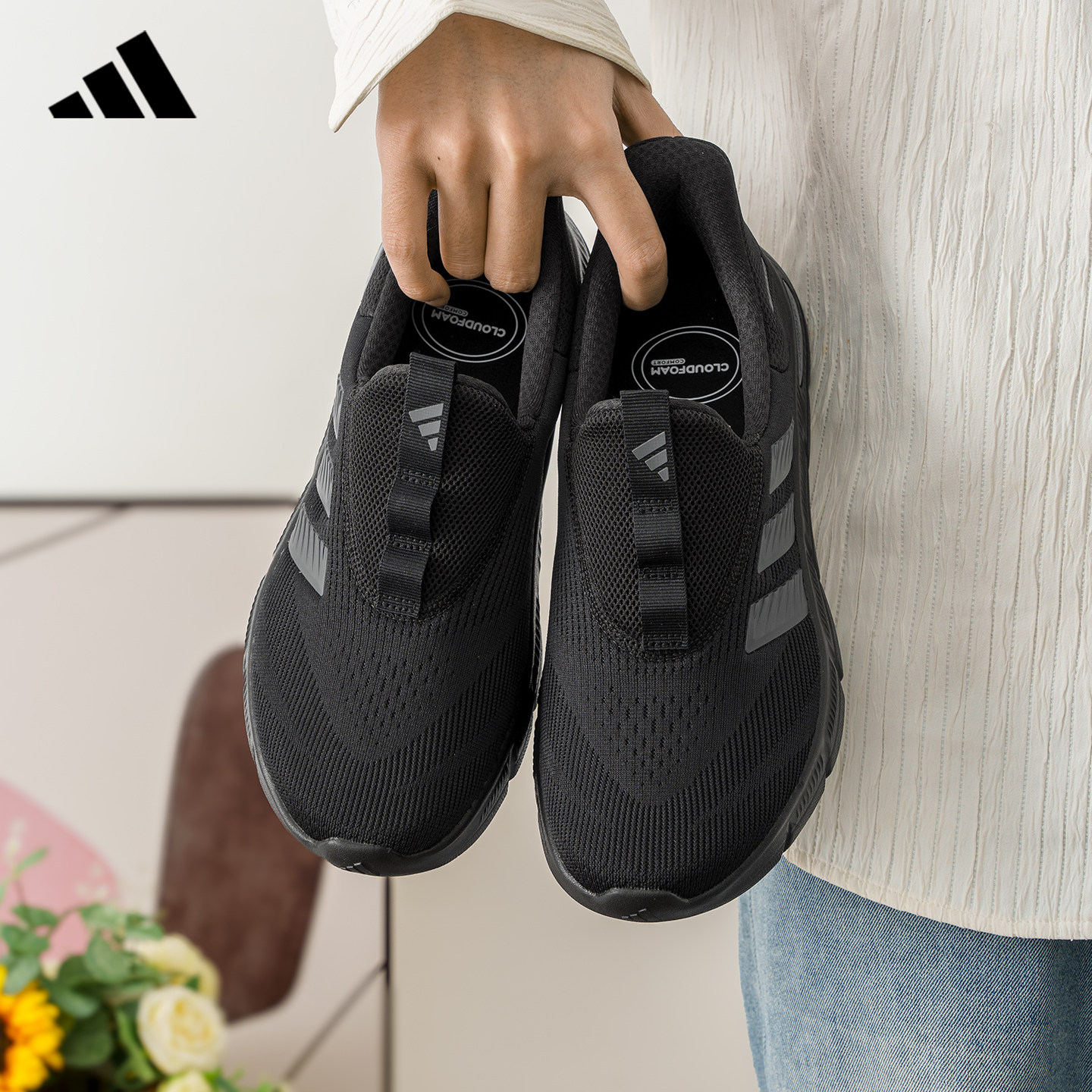 adidas阿迪达斯健步鞋一脚蹬男鞋爸爸鞋正品新款休闲通勤鞋KJ5915 - 实物图