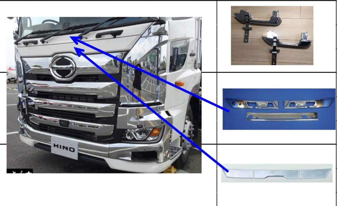 새로운 HINO 전기 도금 수정 외관 액세서리에 적합 HINO NEW 700 장식 앞 범퍼 헤드 라이트 프레임 업그레이드