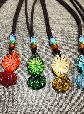 博山琉璃灯工扎瓣花原创小鱼吊坠生日礼物男女通用送同学项链情侣