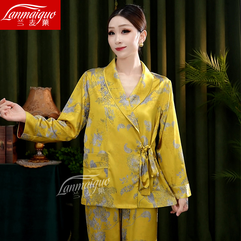 秋冬季香云软丝睡衣女士套装2025新款长袖长裤中国风家居服套装,女士内衣/男士内衣/家居服,睡衣/家居服套装,淘宝优惠券,粉丝福利购,淘宝优惠卷