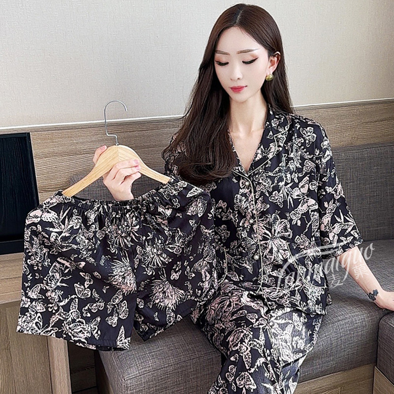 冰丝睡衣女2025年新款夏季薄款短袖夏天仿真丝绸高级感家居服套装,女士内衣/男士内衣/家居服,睡衣/家居服套装,淘宝优惠券,粉丝福利购,淘宝优惠卷