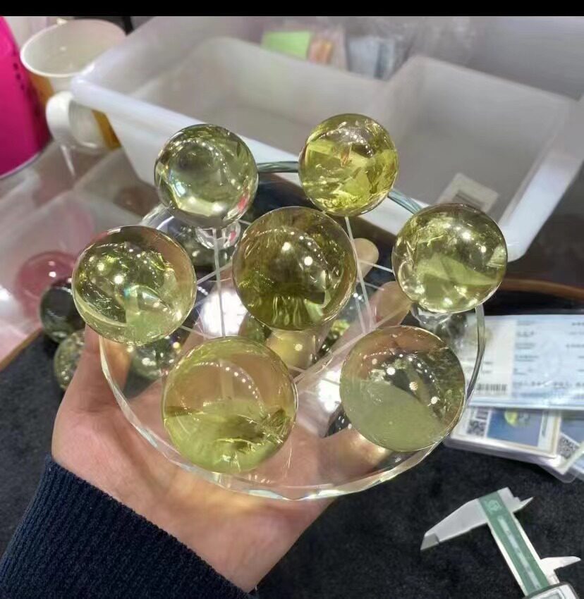 天然柠檬黄黄水晶七星阵摆件财才