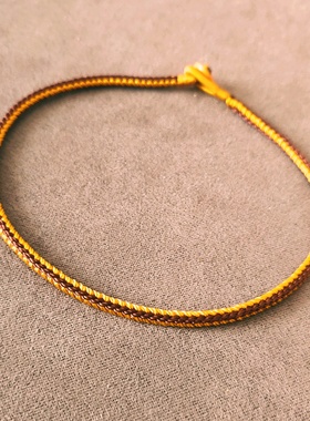 细款补土五行绳手链脚链咖色讲姜黄色撞色手链缺土者佩戴