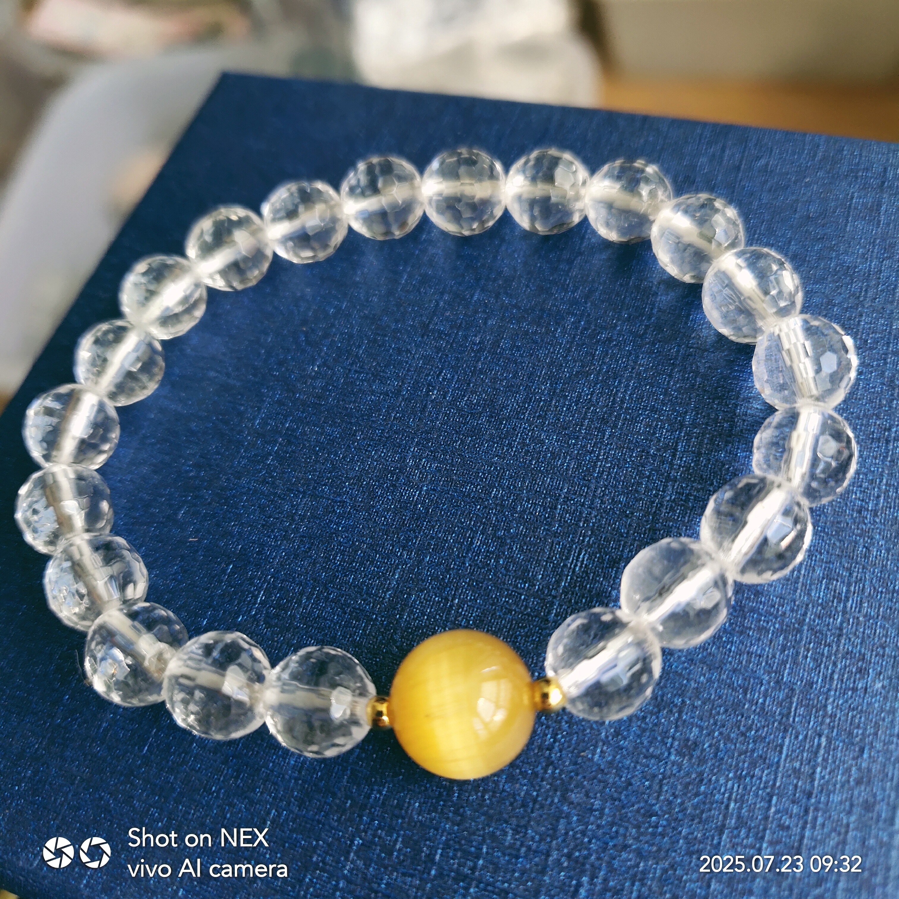 天然白水晶手串金虎眼水晶手链女简约夏季小清新白色女生礼物