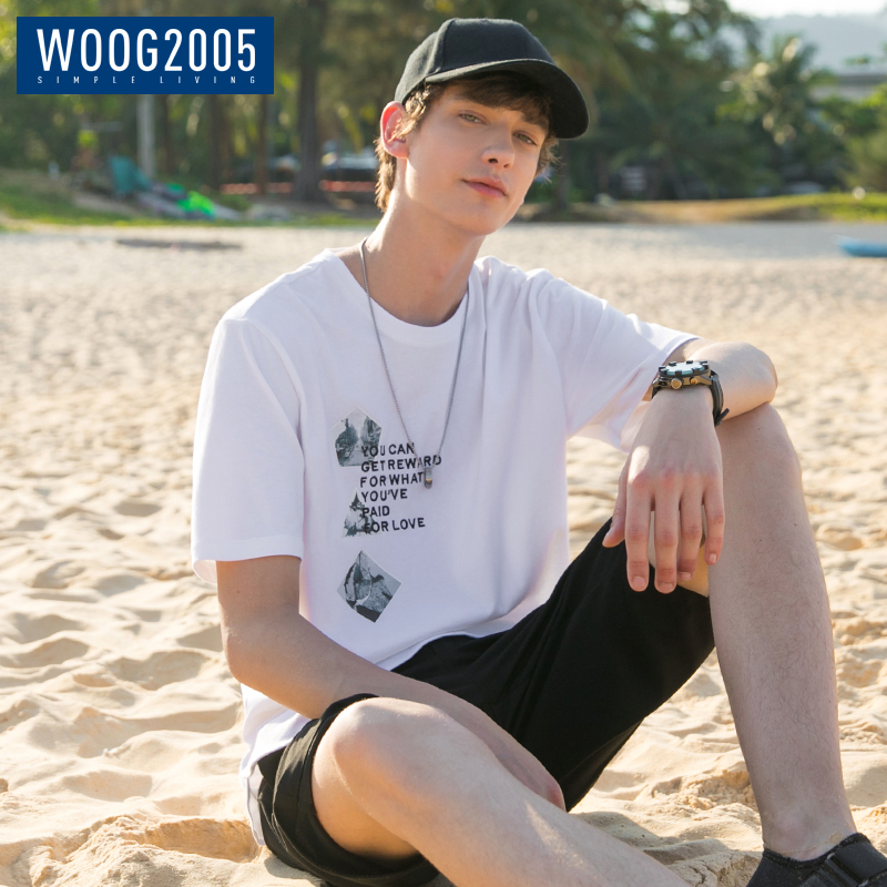 WOOG2005°×É«¶ÌÐätÐôÄÐ 2018Ïļ¾Ð¿ÃÞ°ëÐäTÄÐʿԲÁì´ÌÐåÌåÐô