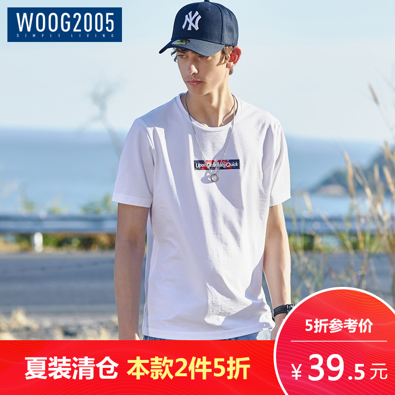 WOOG2005°×ɫӡ»¨¶ÌÐätÐôÄÐ 2018Ïļ¾µ¯Á¦ÐÞÉí¼òÔ¼ÄÐʿԲÁìÌåÐôÉÀ