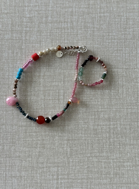 新中式撞色民族风串珠手链戒指