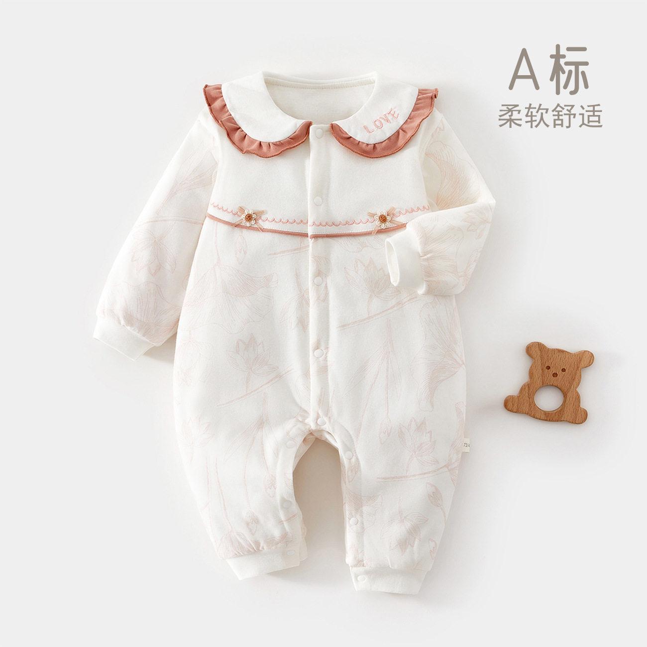 婴儿夹棉连体衣春秋冬80g加厚宝宝衣服新款a类婴幼儿新生儿外出服