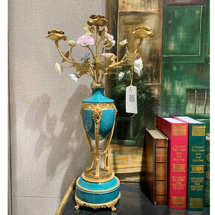 欧美饰家 陶瓷配铜高端奢华家居饰品摆件 别墅样板间镶铜工艺品