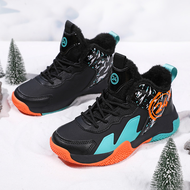 品牌男童运动鞋2025款秋冬儿童篮球鞋加厚保暖棉鞋防滑学生训练鞋