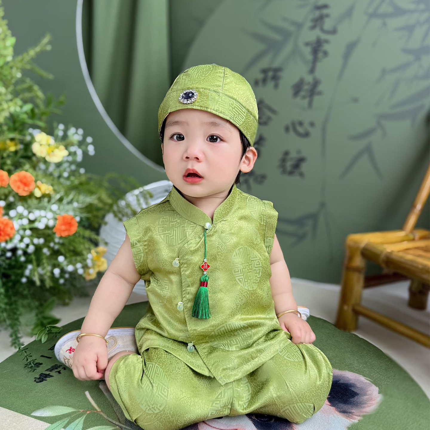 周岁宝宝礼服夏中式唐装薄款真丝