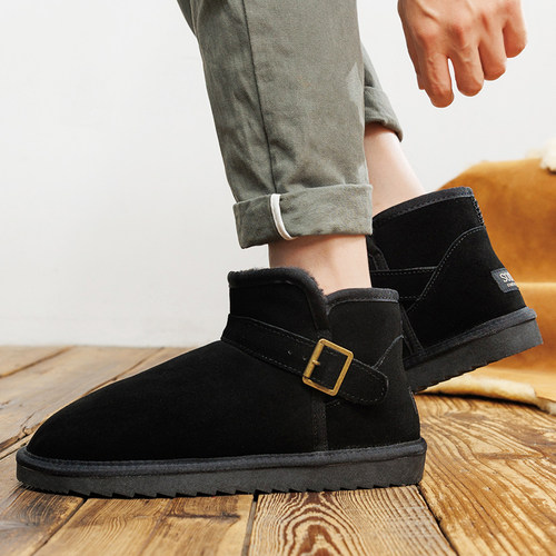 冬季牛皮保暖低帮防滑棉鞋雪地靴