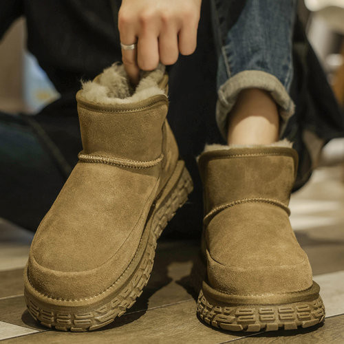 皮毛一体加绒保暖厚底雪地靴