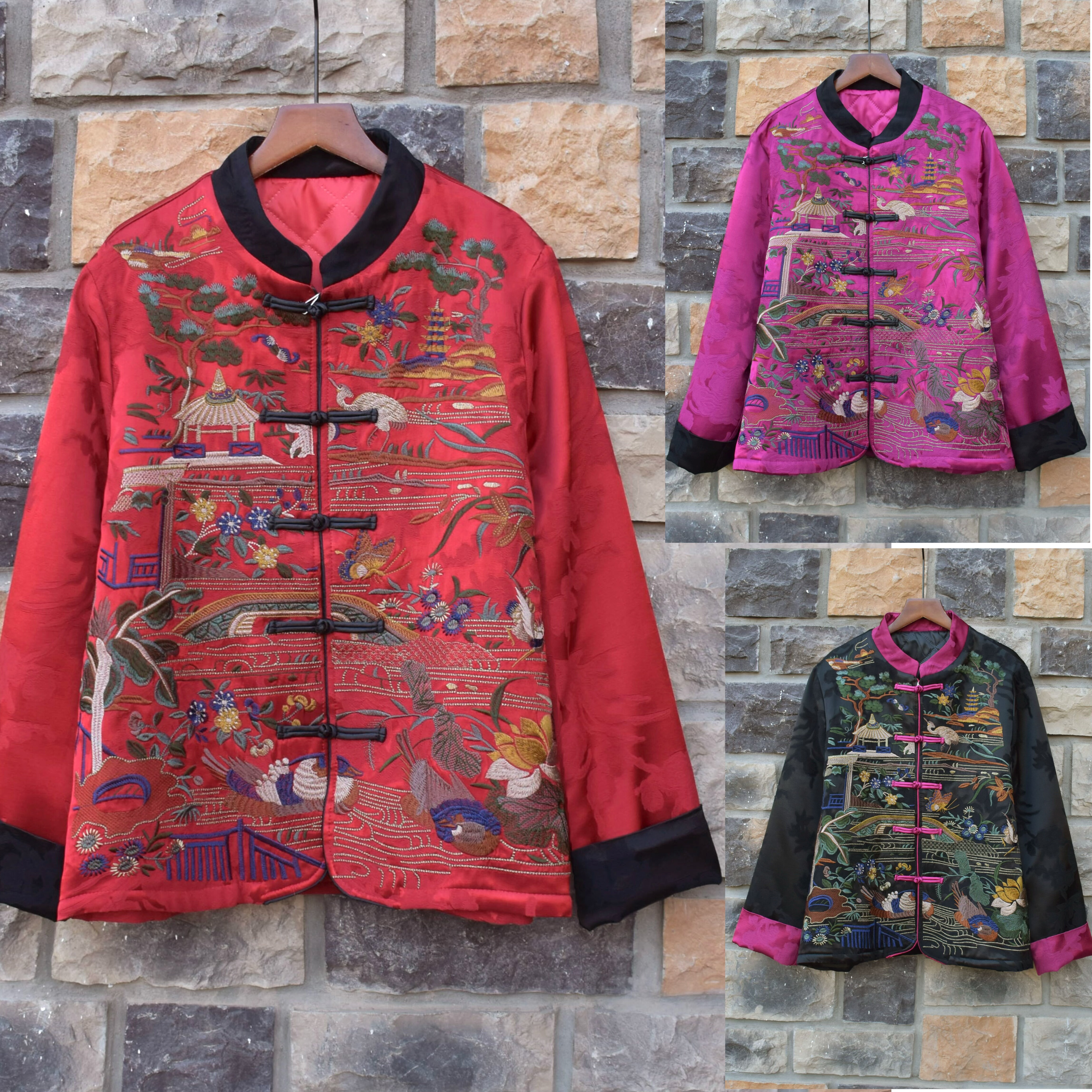 2025冬季新款满绣国风刺绣花盘扣对襟棉衣外套立领中式妈妈小棉袄