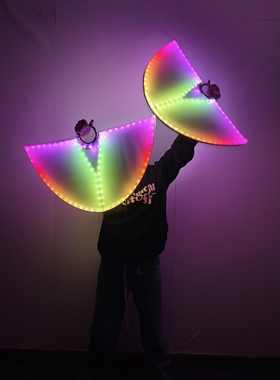 炫彩手拿LED发光扇旋转扇道具酒吧夜店舞蹈DJ表演平面扇gogo演出