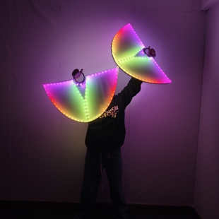 炫彩手拿LED发光扇旋转扇道具酒吧夜店舞蹈DJ表演平面扇gogo演出