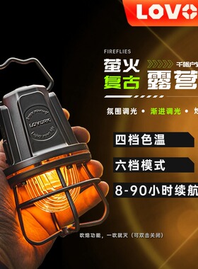 LOVORK乐沃可萤火复古帐篷照明灯户外充电长续航氛围灯精致露营灯