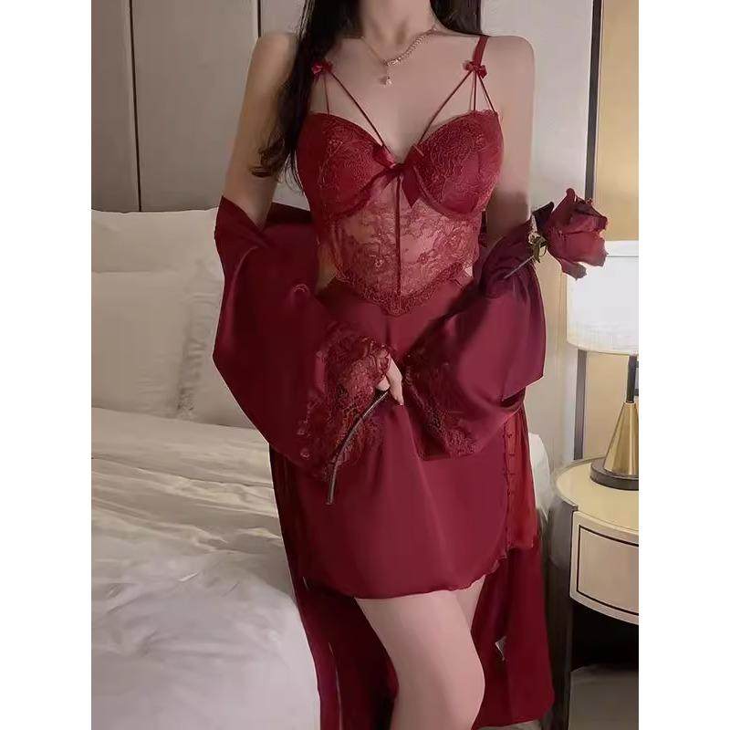 性感睡衣女款带胸垫纯欲风轻奢吊带睡裙床上情调诱惑家居服套装