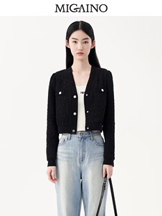 Migaino曼娅奴高级感短外套女2023秋新款小个子气质上衣MN32SC064