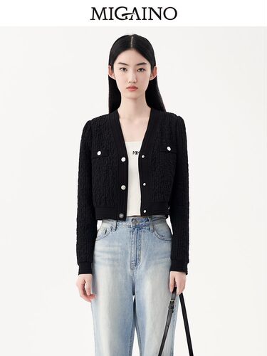 Migaino曼娅奴高级感短外套女2023秋新款小个子气质上衣MN32SC064