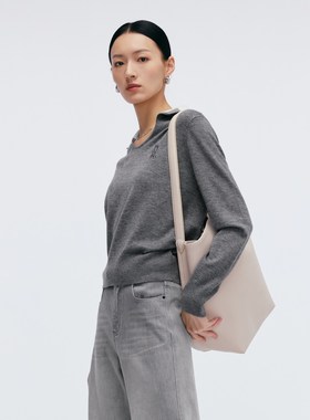 Migaino曼娅奴女装2025年春新款简约气质高级感灰色毛衣MP12WH204