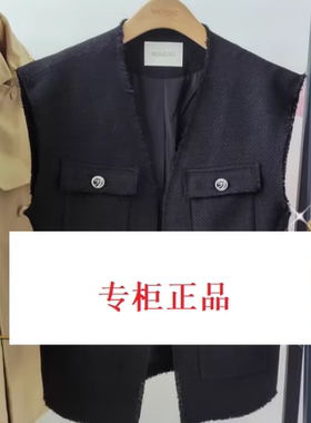 曼娅奴专柜正品2023年秋季无袖开衫马甲百搭女上衣MN32CA002