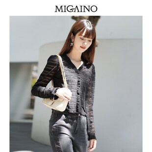 气质设计感上衣别致小衫 曼娅奴长袖 新款 女2024春季 MO14AC603 衬衫