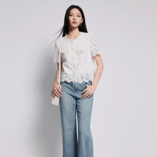 Migaino曼娅奴女装 小外套MP22SA008 夏新款 优雅精致水溶蕾丝短袖
