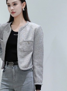 Migaino曼娅奴女装2025春季新款高级感灰色小香风外套MP12SC010