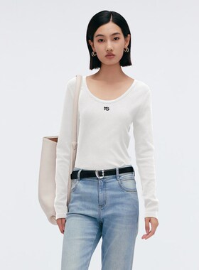Migaino曼娅奴女装2025年春季新款修身百搭打底长袖T恤MP12RA017