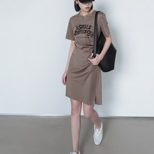 曼娅奴女装 显瘦裙子小个子T恤连衣裙MP24DA662 2025夏新款 圆领短袖