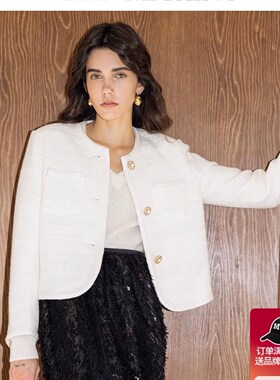 曼娅奴女装秋冬新款优雅名媛精致百搭通勤小香风短外套MP34SC703