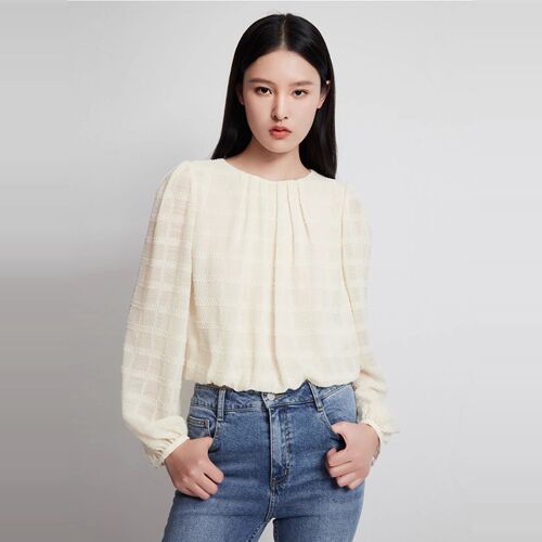 曼娅奴女装2025年春新款圆领法式