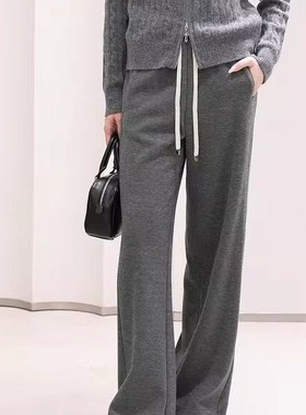 曼娅奴女装秋冬新款设计感宽松保暖薄绒百搭直筒休闲裤MP44BC701