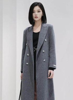 曼娅奴女装秋冬新款气质感复古高级通勤中长款毛呢外套MP44GC705