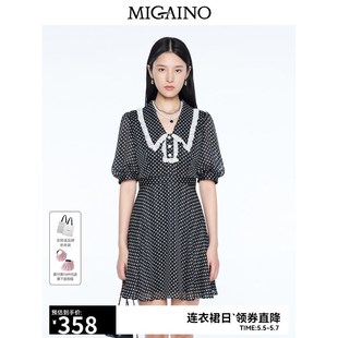 高腰显瘦小个子波点裙MN24DB663 新款 曼娅奴法式 连衣裙女2023夏季