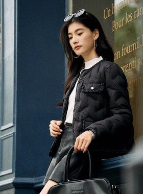 Migaino曼娅奴女装2024冬季新款圆简约轻薄短羽绒外套女MO42IA014