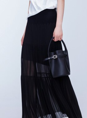 Migaino曼娅奴女装2024早秋新款高级感大摆型百褶半裙MO32EB009