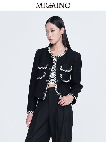 Migaino曼娅奴小香风外套女2023新款气质名媛短款外套MN12SC041