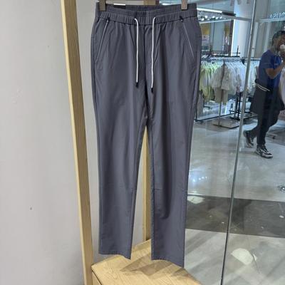 依文男士商务修身松紧腰速干透气春夏灰蓝色运动休闲裤专柜1180元