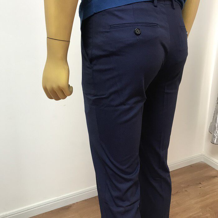 依文正品诺丁山特价男士商务高档羊毛混纺蓝色薄款修身西裤春夏款