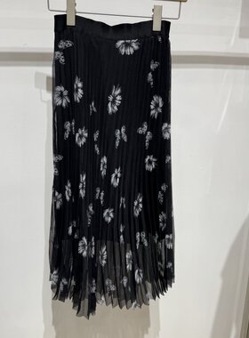 依文EVE CINA女士商务显瘦职业上班黑蓝粉色百褶半身裙裙子专柜款